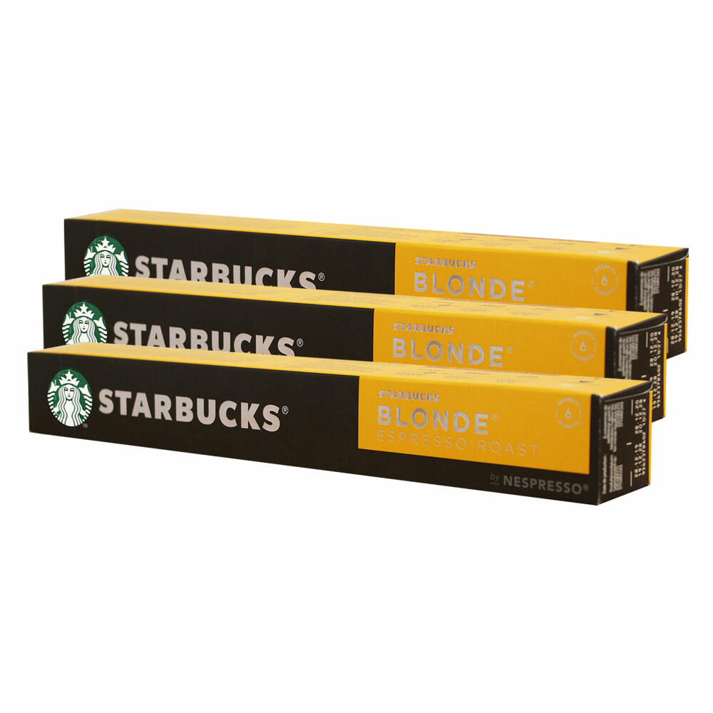 Starbucks Blonde Kaffee, 3er Set, Espresso Roast, Röstkaffee, Nespresso kompatibel, Kaffeekapseln, 30 Kapseln