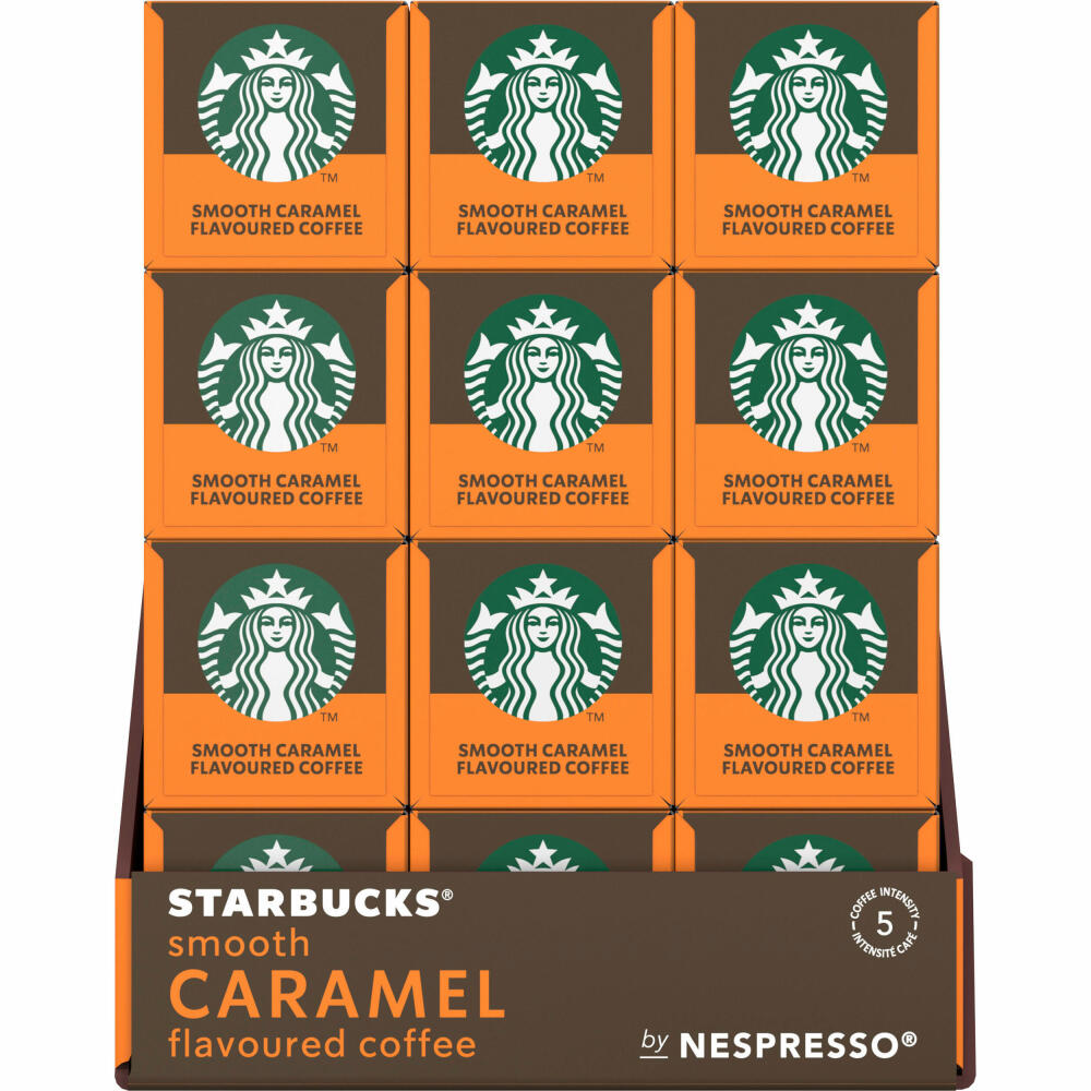 Starbucks Caramel Flavoured Coffee 12-pack, Blonde Roast, Roasted Coffee, Nespresso Compatible, Coffee Capsules, 12x10 Capsules