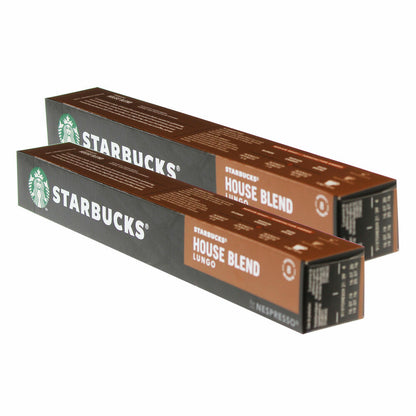 Starbucks House Blend Lungo Coffee, Set of 2, Medium Roast, Roasted Coffee, Nespresso Compatible, Coffee Capsules, 20 Capsules