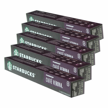 Starbucks Caffè Verona Kaffee, 5er Set, Dark Roast, Röstkaffee, Nespresso kompatibel, Kaffeekapseln, 50 Kapseln