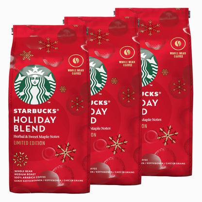 Starbucks Holiday Blend Whole Beans, Coffee Beans, Bean Coffee, Coffee, Roasted Coffee, 3 x 190 g