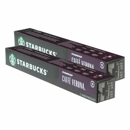 Starbucks Caffè Verona Coffee, Set of 2, Dark Roast, Roasted Coffee, Nespresso Compatible, Coffee Capsules, 20 Capsules