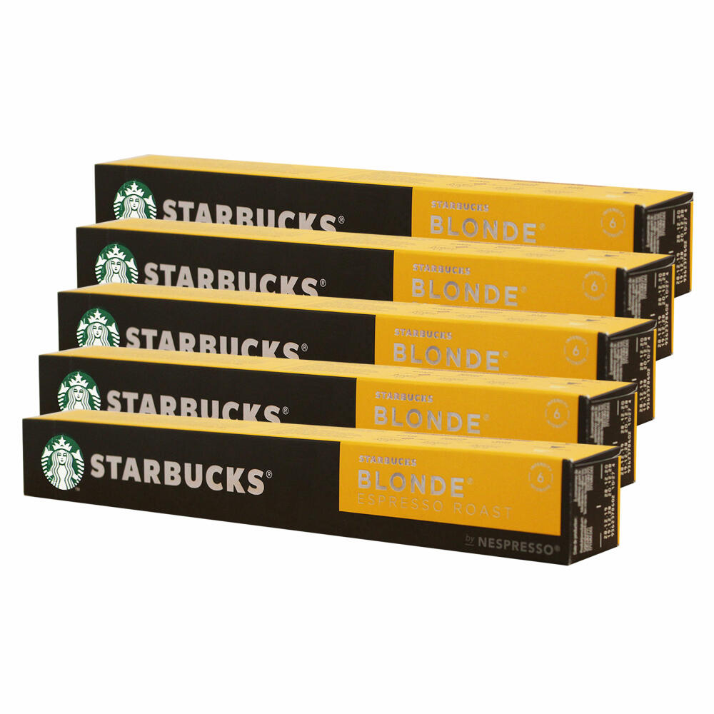 Starbucks Blonde Coffee, Set of 5, Espresso Roast, Roasted Coffee, Nespresso Compatible, Coffee Capsules, 50 Capsules