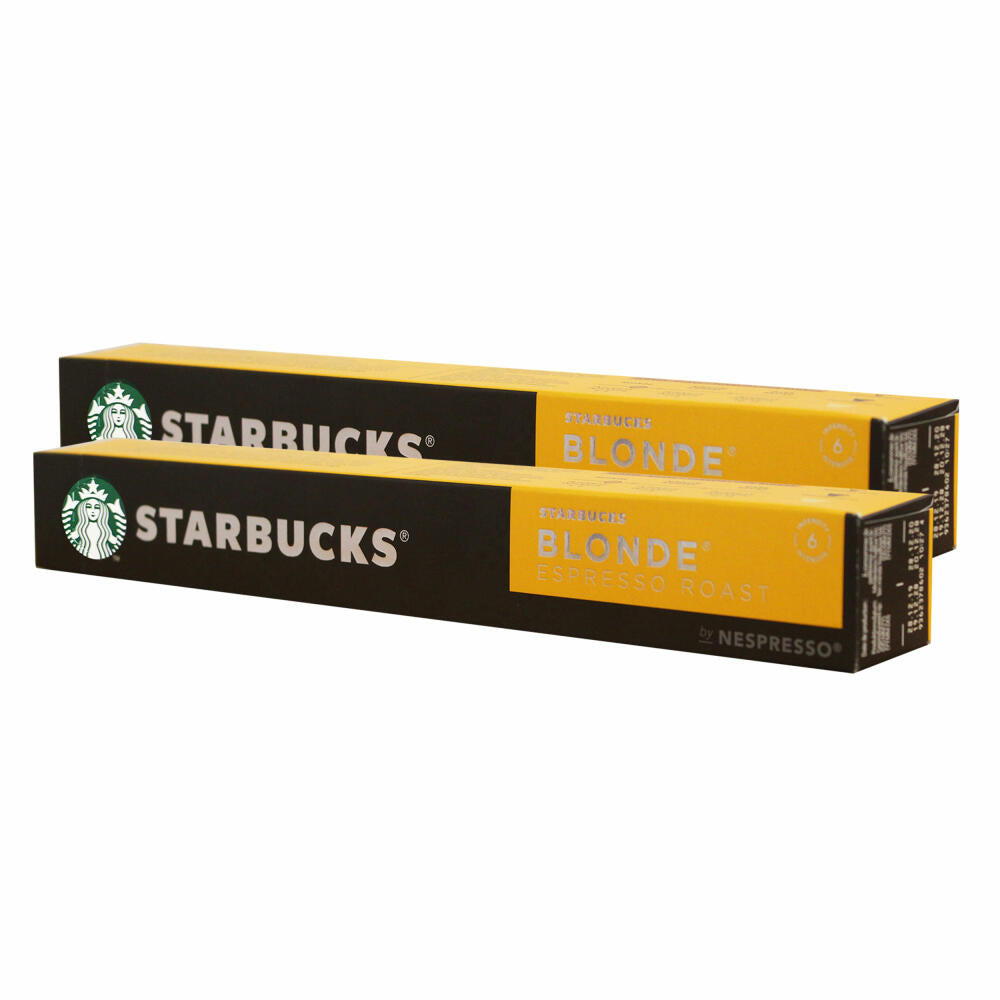 Starbucks Blonde Kaffee, 2er Set, Espresso Roast, Röstkaffee, Nespresso kompatibel, Kaffeekapseln, 20 Kapseln