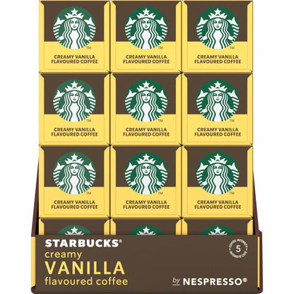 Starbucks Vanilla Flavoured Coffee 12-pack, Blonde Roast, Roasted Coffee, Nespresso Compatible, Coffee Capsules, 12x10 Capsules