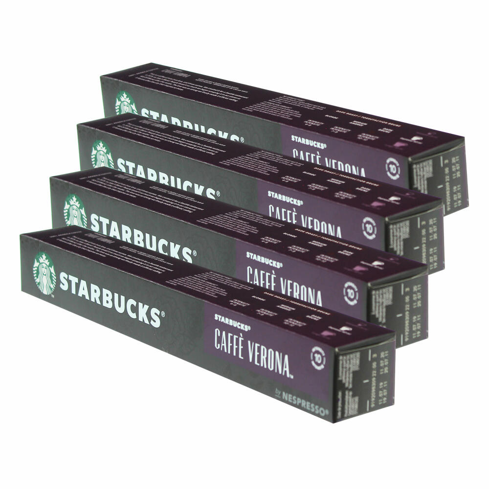 Starbucks Caffè Verona Kaffee, 4er Set, Dark Roast, Röstkaffee, Nespresso kompatibel, Kaffeekapseln, 40 Kapseln