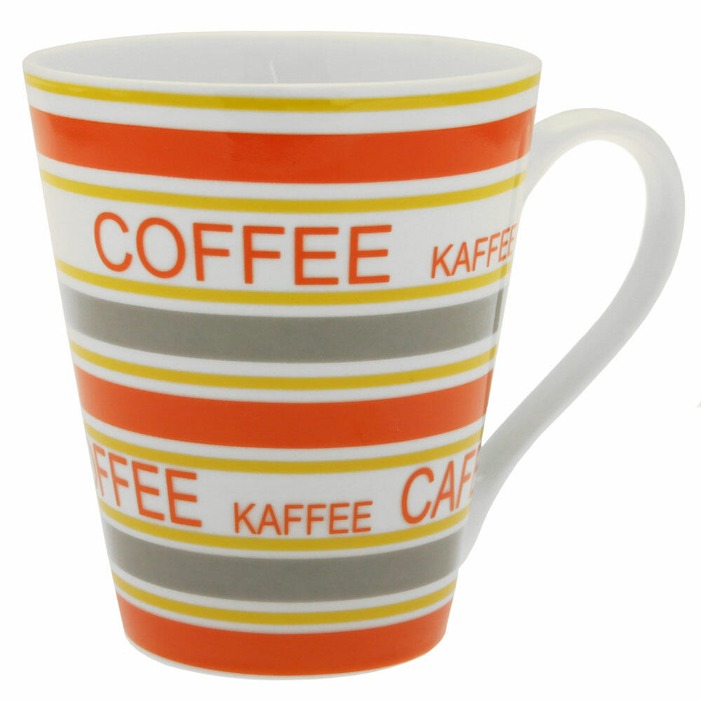 Jean Products Kaffeebecher Tee Tasse Kaffee Becher Porzellan Orange Grau 300 ml