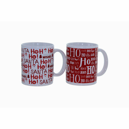 Kaffeebecher HoHoHo, 2er Set, Weihnachtstasse, Kaffeetasse, Becher, Tasse, Keramik, Rot / Weiß, 300 ml, 55637