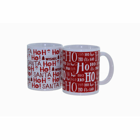 Coffee mug HoHoHo, set of 2, Christmas mug, coffee cup, mug, cup, ceramic, red / white, 300 ml, 55637