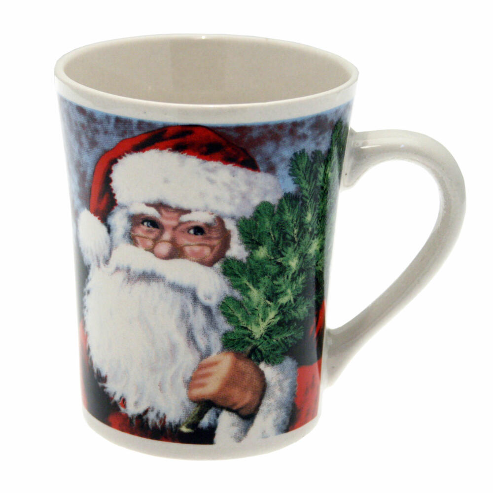 Weihnachtstasse, Weihnachtsmann mit Tannenzweig, Kaffeetasse, Becher, 350 ml