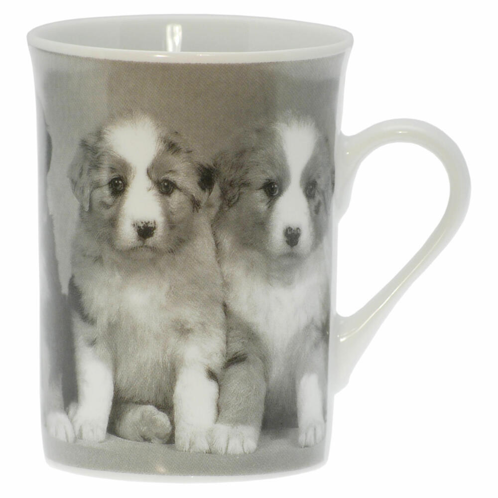 Schwarz Weiß Kaffeebecher mit Hundewelpen Kaffee Becher Kaffeetasse Tasse 250 ml