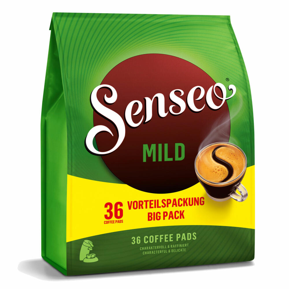 Senseo coffee pads Mild Roast, fine and velvety taste, coffee, new design, pack of 3, 3 x 36 pads