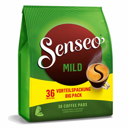 Senseo Kaffeepads Mild Roast, Feiner und Samtweicher Geschmack, Kaffee, neues Design, 3er Pack, 3 x 36 Pads