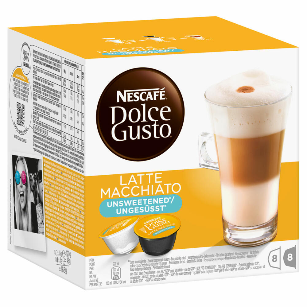 Nescafé Dolce Gusto Latte Macchiato Ungesüßt, Kaffee, Kaffeekapsel, 5er Pack, 5 x 16 Kapseln (40 Portionen)