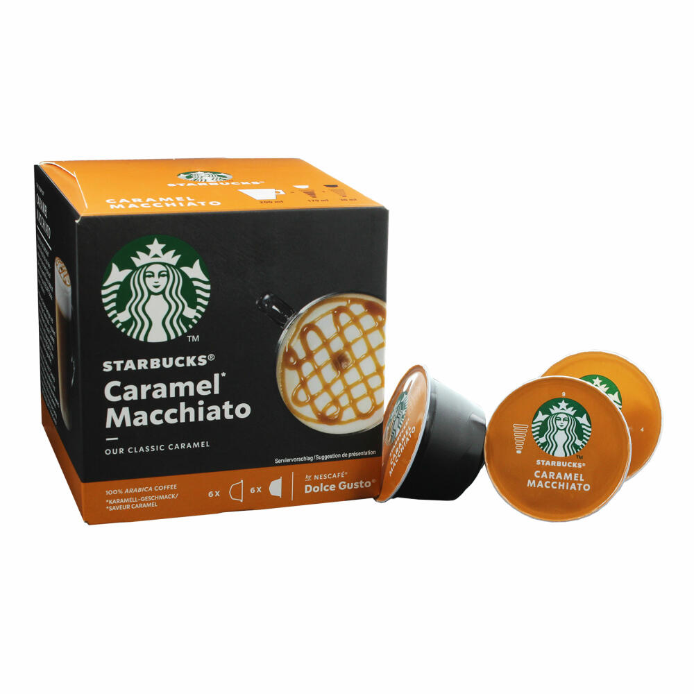 Nescafé Dolce Gusto Starbucks Milchkaffee Set, Cappuccino + Latte + Caramell, 3 Sorten, Kaffee, Kaffeekapseln, 3 x 12 Kapseln