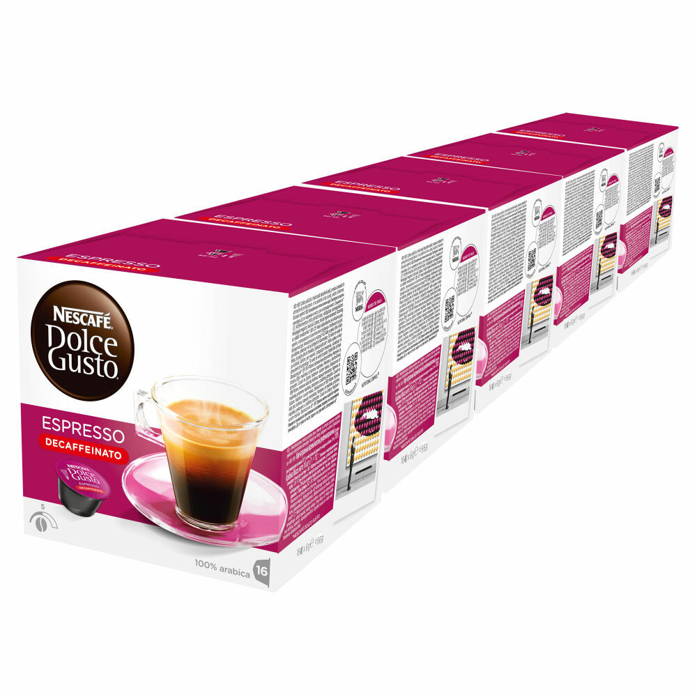 Nescafé Dolce Gusto Espresso Decaffeinato, Decaffeinated, Coffee, Coffee Capsule, Pack of 5, 5 x 16 Capsules