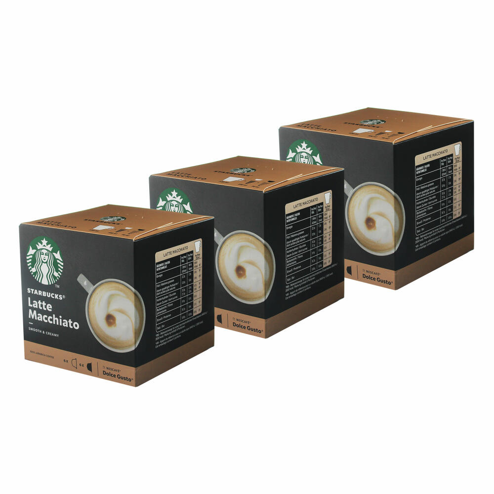 Nescafé Dolce Gusto Starbucks Latte Macchiato Set of 3, Coffee, Milk Coffee, Coffee Capsules, 3 x 12 Capsules