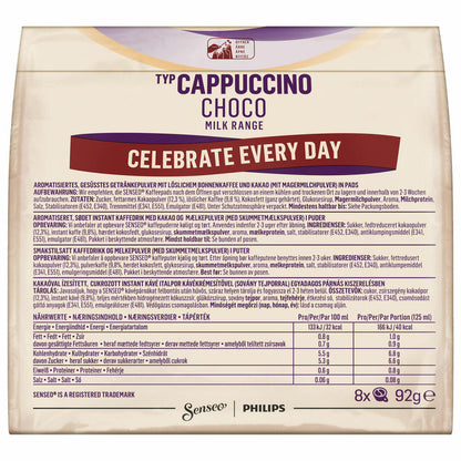 Senseo coffee pads Premium Set Cappuccino Choco, pack of 3, coffee with chocolate flavour, 8 pads each, with pad container