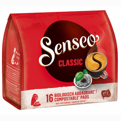 Senseo Coffee Pads Classic / Classic, Pack of 3, Intense &amp; Full-Bodied Taste, Coffee, 16 Pads Each, with Cup