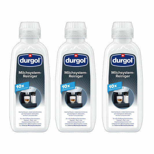 Durgol milk system cleaner set, coffee machine cleaner, for coffee machines and milk frothers, 3x 500 ml, 4-167