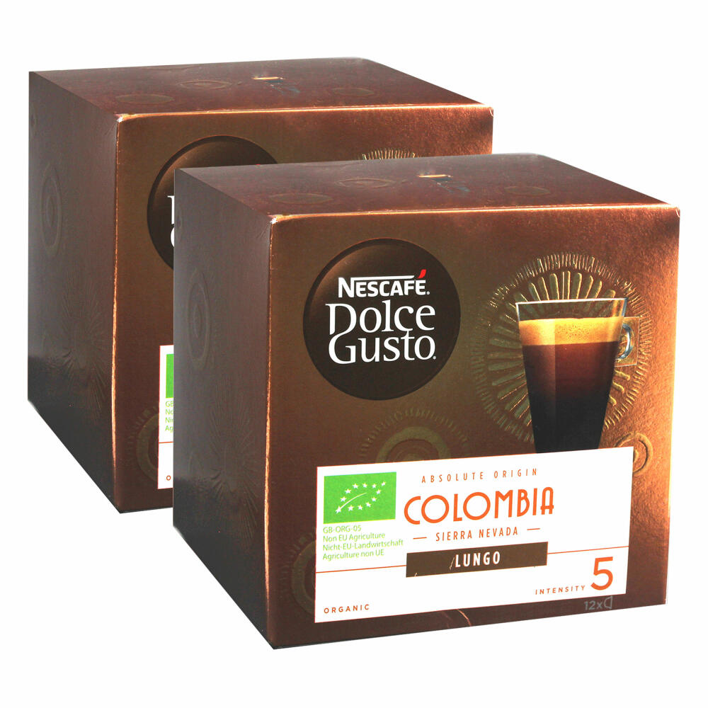 Nescafé Dolce Gusto Absolute Origin Colombia Sierra Nevada Lungo, Coffee Capsule, Coffee Capsule, Roasted Coffee, Organic, 24 Capsules