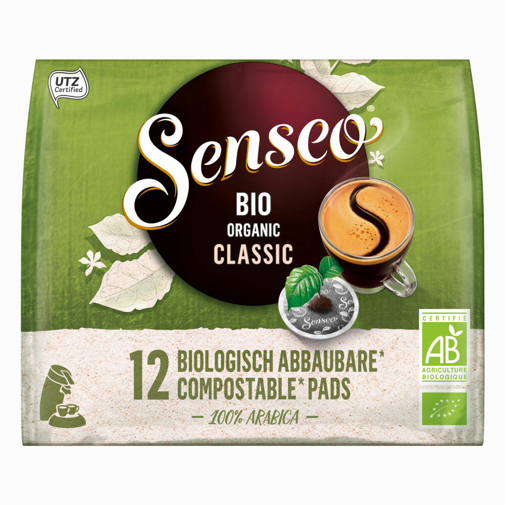 Senseo Kaffeepads Bio Organic Classic, 4er Pack, Kaffeepad, Kaffee Pad, Biologisch abbaubar, 48 Pads