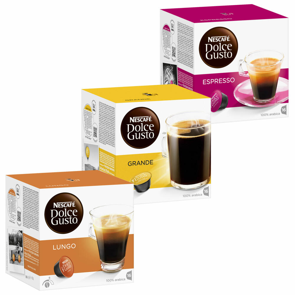 Nescafé Dolce Gusto Classic Set: Lungo, Espresso, Grande, Kaffee, Kaffeekapsel, 3 x 16 Kapseln