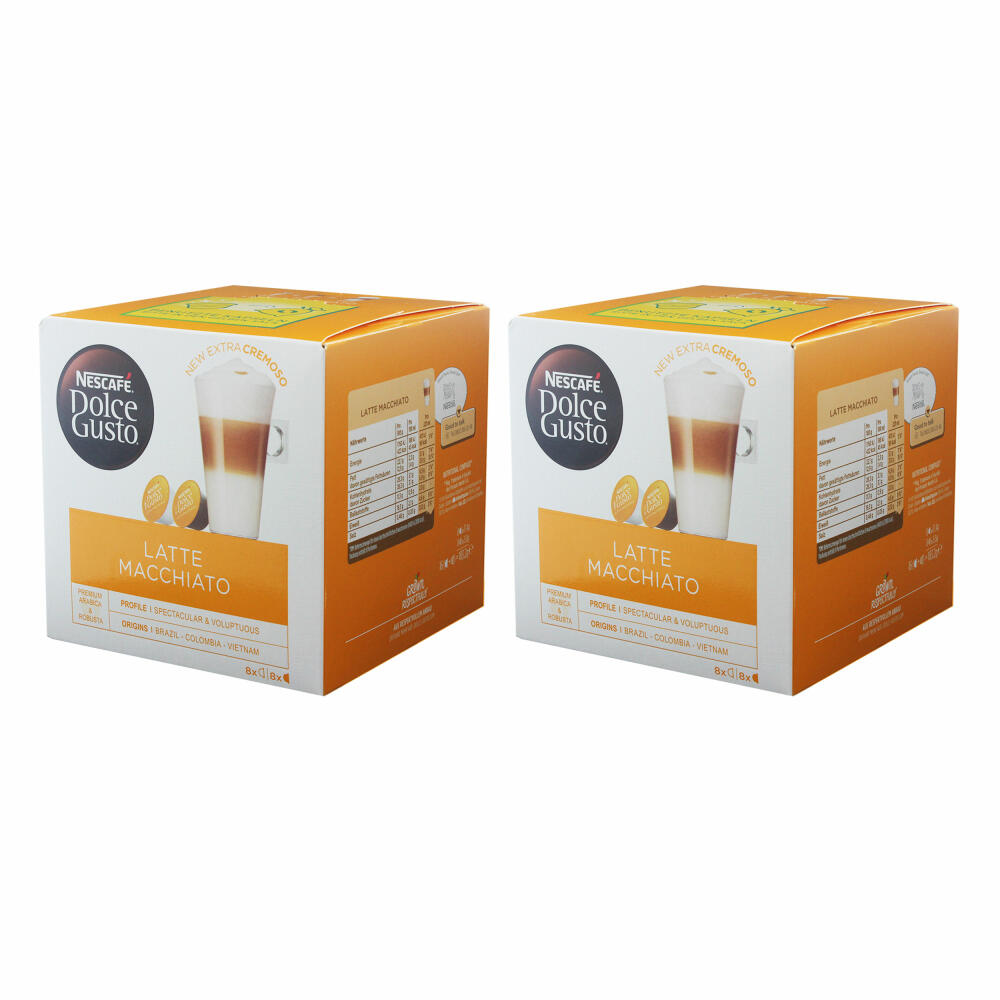 Nescafé Dolce Gusto Latte Macchiato, Coffee, Coffee Capsule, Pack of 2, 2 x 16 Capsules (16 Servings)