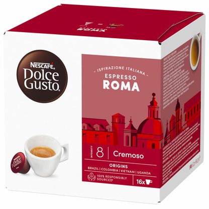 Nescafé Dolce Gusto Espresso Roma, Röstkaffee, Kaffeekapseln, 16 Kapseln