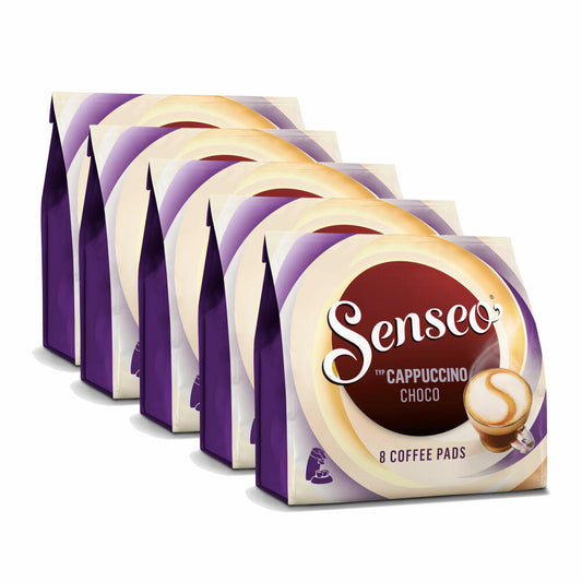 Senseo Kaffeepads Cappuccino Choco, Kaffee mit Schokoladengeschmack, neue Rezeptur, 5er Pack, 5x8 Pads