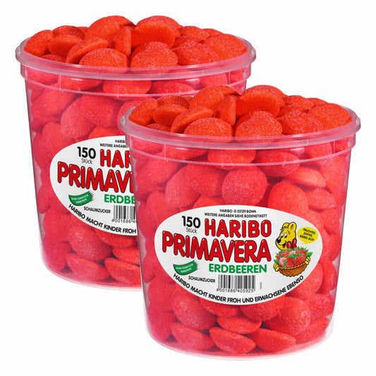 Haribo Primavera Erdbeeren Klein, 2er Pack, Fruchtiger Schaumzucker, Süßwaren