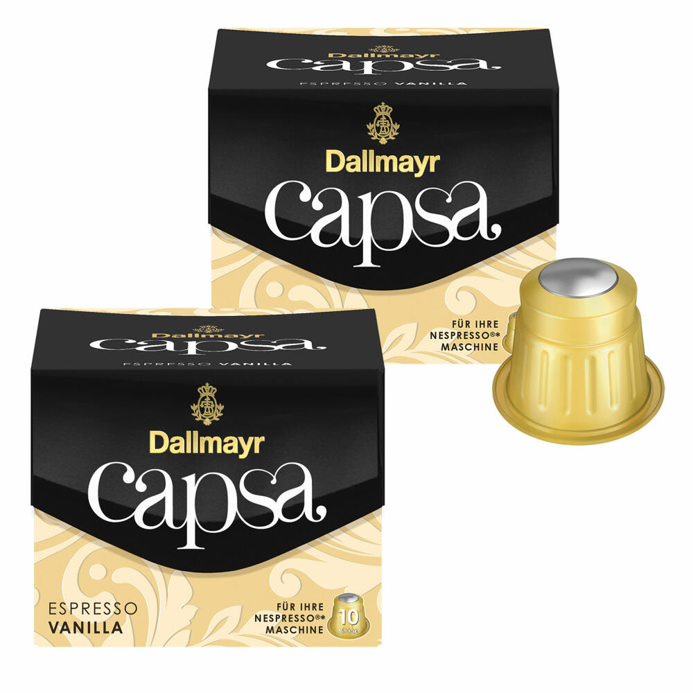 Dallmayr Capsa Espresso Vanilla, Nespresso Kompatibel Kapsel, Kaffeekapsel, Röstkaffee, Kaffee, 20 Kapseln