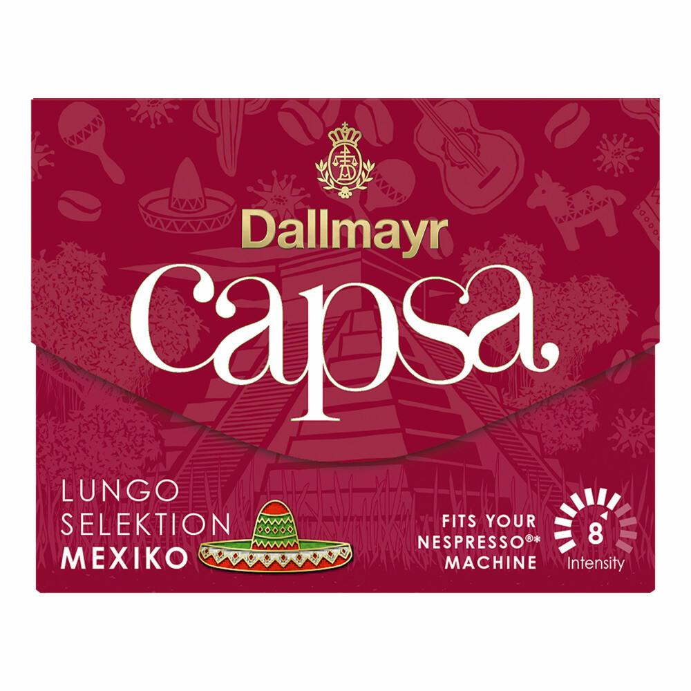 Dallmayr Capsa Lungo Selektion Mexico, Nespresso Kompatibel, Kaffeekapsel, Röstkaffee, Kaffee, 10 Kapseln, 56 g