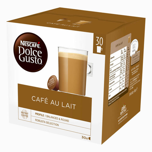 Nescafé Dolce Gusto Café au lait Vorratsbox, Kaffee, Milchkaffee, Kaffeekapseln, 30 Kapseln