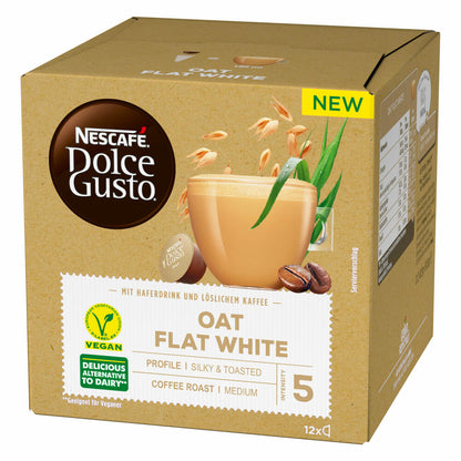 Nescafé Dolce Gusto Hafer Flat White 2er Set, Oat, Haferdrinkzubereitung mit Kaffee, Milchkaffee, 2 x 12 Kapseln / Portionen