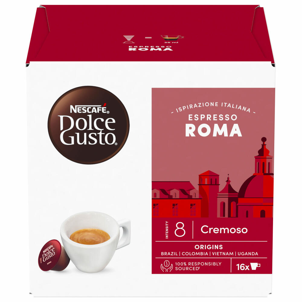 Nescafé Dolce Gusto Espresso Roma, Röstkaffee, Kaffeekapseln, 16 Kapseln