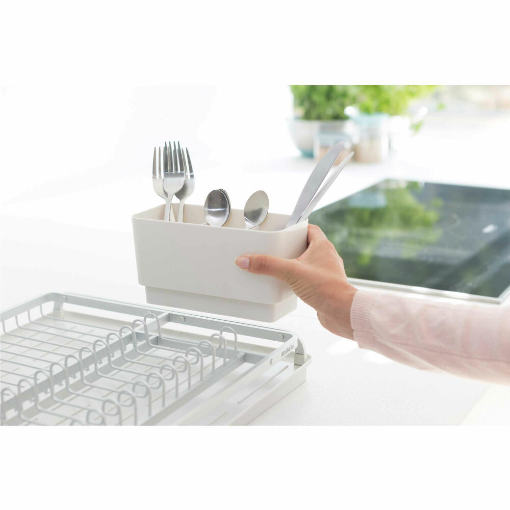 Brabantia draining rack, draining stand, draining basket, dish rack, plastic, light grey, 117428