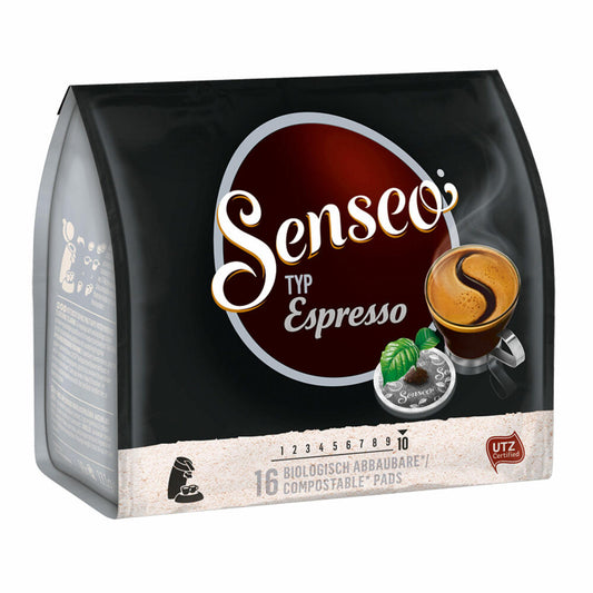 Senseo Type Espresso Coffee Pads Roasted Coffee 5 x 16 Pads with Premium Paddose