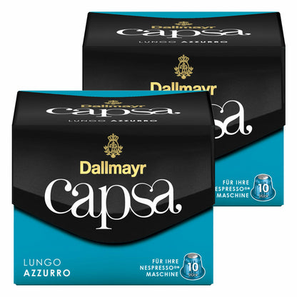 Dallmayr Capsa Lungo Azzurro, Nespresso Kompatibel Kapsel, Kaffeekapsel, Röstkaffee, Kaffee, 20 Kapseln