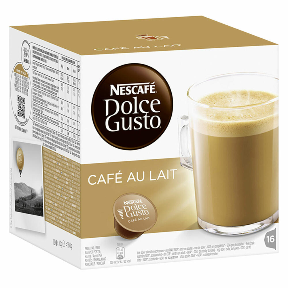 Nescafé Dolce Gusto Café au lait, Kaffee, Milchkaffee, Kaffeekapsel, 5er Pack, 5 x 16 Kapseln