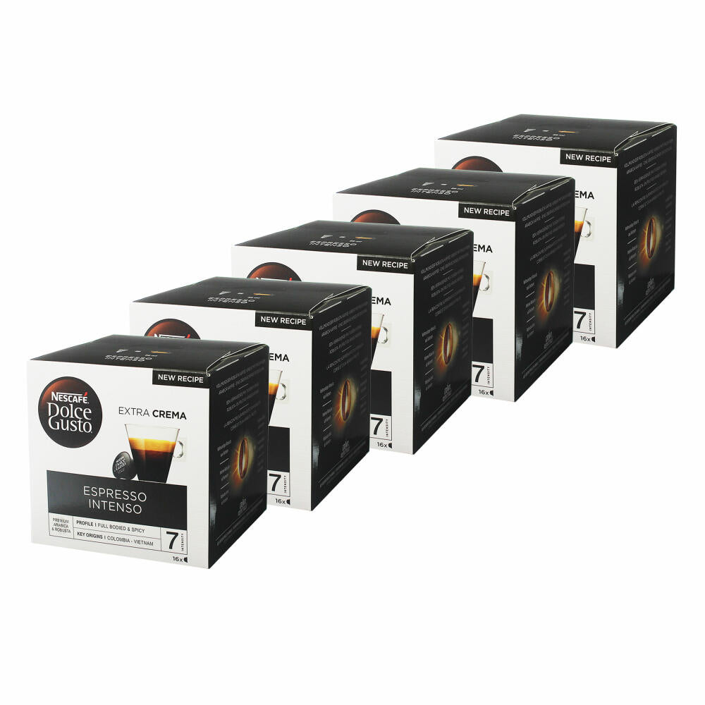 Nescafé Dolce Gusto Espresso Intenso, Strong, Coffee, Coffee Capsule, Pack of 5, 5 x 16 Capsules