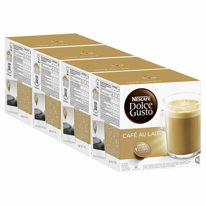 Nescafé Dolce Gusto Café au lait, Kaffee, Milchkaffee, Kaffeekapsel, 4er Pack, 4 x 16 Kapseln