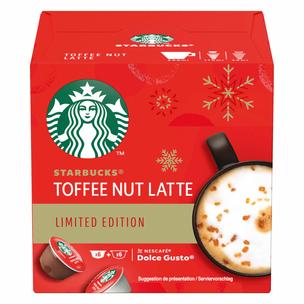 Nescafé Dolce Gusto Starbucks Toffee Nut Latte 2er Set, Limited Edition, Kaffee, Milchkaffee, Kaffeekapseln, 24 Kapseln, 12 Portionen