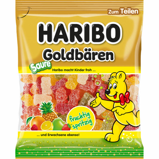 Haribo Saure Goldbären, Sauer, Gummibärchen, Fruchtgummi, im Beutel, Tüte, 175 g