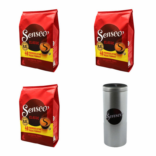 Senseo Coffee Pads Classic / Classic, Pack of 3, Intense and Full-Bodied Taste, Coffee, 144 Pads, with Pad Container