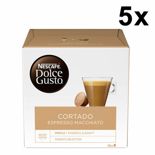 Nescafé Dolce Gusto Cortado Espresso Macchiato, Coffee, Coffee Capsule, Pack of 5, 5 x 16 Capsules