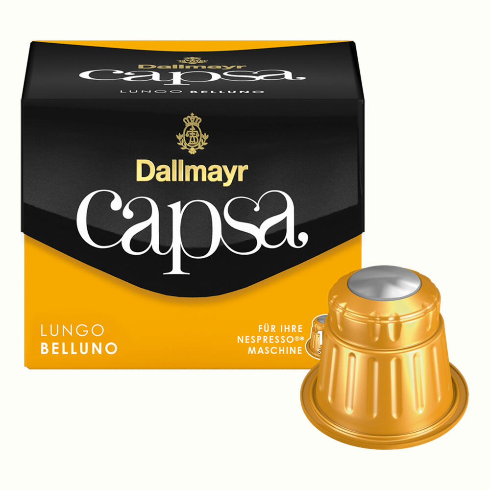 Dallmayr Capsa Lungo Belluno, Nespresso Compatible Capsule, Coffee Capsule, Roasted Coffee, Coffee, 10 Capsules, 56 g