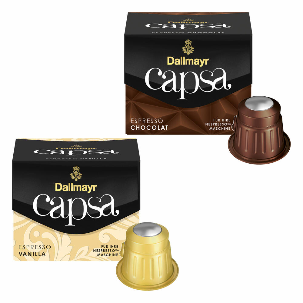 Dallmayr Capsa Espresso Vaniila Chocolat tasting set, Nespresso compatible capsule, espresso capsule, roasted coffee, coffee, 20 capsules