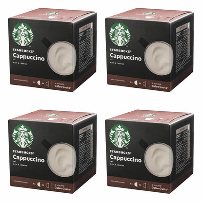 Nescafé Dolce Gusto Starbucks Cappuccino, 4er Set, Kaffeegetränk, Kaffee, Cremig, Kaffeekapsel, Röstkaffee, 4 x 12 Kapseln