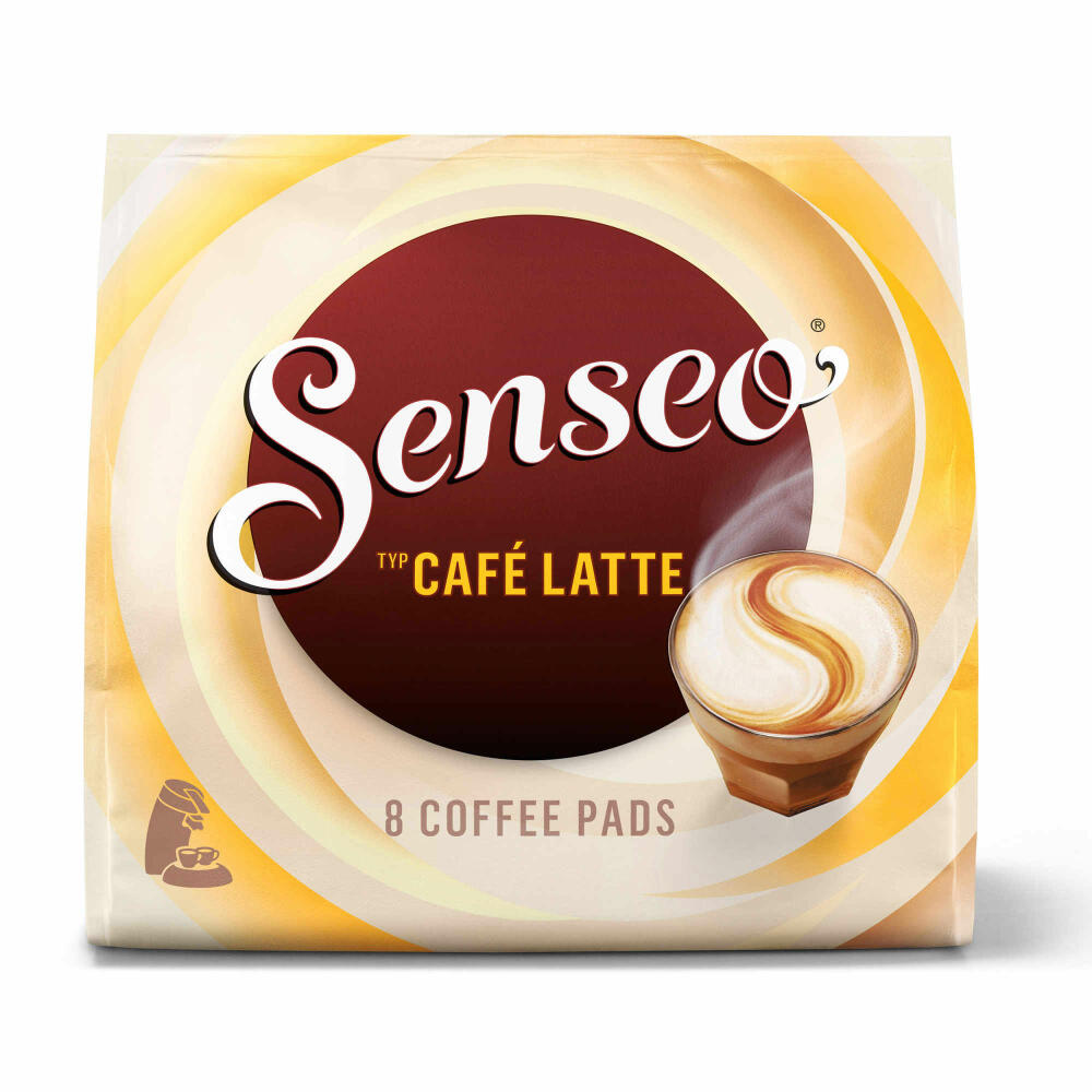 Senseo Kaffeepads Café Latte, Aromatischer Kaffee mit Cremig-milchigem Geschmack, Milchkaffee 3 x 8 Pads